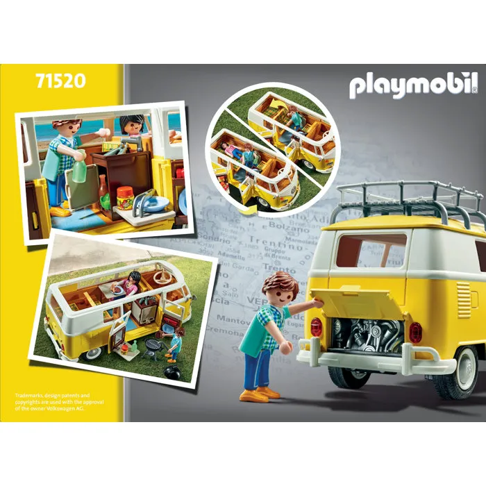 Playmobil 71520 Volkswagen T1 Combi Amarillo Coches Clásicos de Colección 77 Piezas a Partir 14 Años