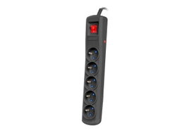 Armac R5 Regleta protectora contra sobretensiones, 5 tomas, 3m, negro