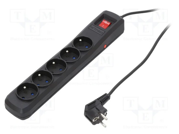 Armac R5 Regleta protectora contra sobretensiones, 5 tomas, 3m, negro