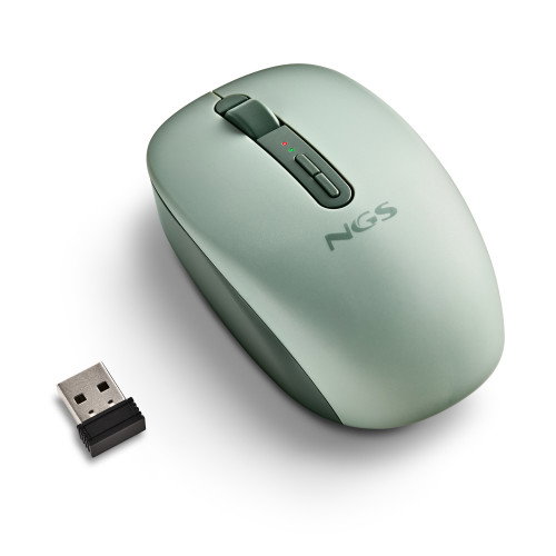 NGS Fog Dual Green Ratón Ergonómico Inalámbrico Silencioso