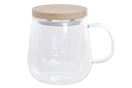 DKD Home Decor Taza para infusiones de Borosilicato e Inox 500ml