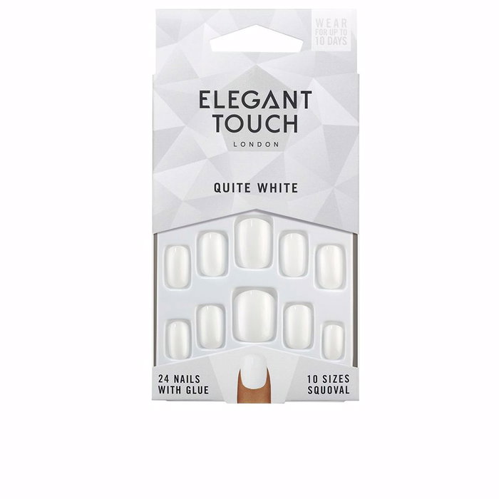 Elegant Touch POLISHED COLOUR 24 nails with glue squoval #quite white Elegant Touch POLISHED COLOUR 24 nails with glue squoval #quite white