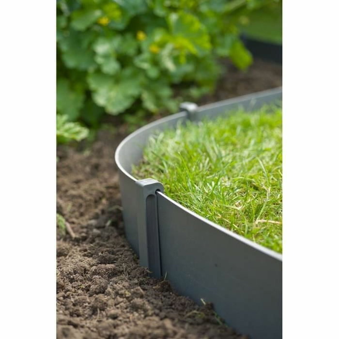 Nature Lote de 10 anclajes para borde de jardín - Gris
