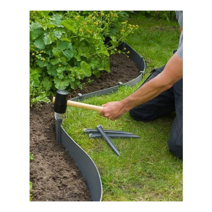 Nature Lote de 10 anclajes para borde de jardín - Gris