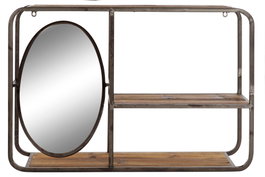 DKD Home Decor Estantería Loft Marrón Oscuro Negro Madera Metal Espejo 19 x 50 x 73 cm