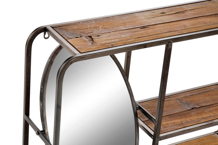 DKD Home Decor Estantería Loft Marrón Oscuro Negro Madera Metal Espejo 19 x 50 x 73 cm