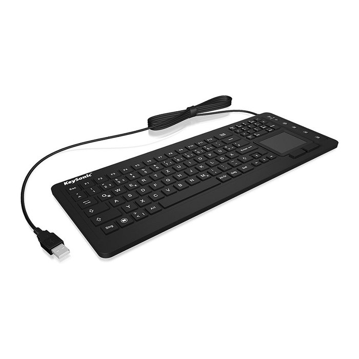 KeySonic KSK-6231INEL (DE) Teclado Industrial USB QWERTZ con Touchpad, retroiluminado, resistente al agua IP68, mecánico negro