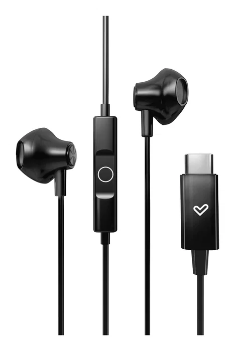 Energy Sistem EasyPods Auriculares In-Ear con Cable USB-C para Llamadas y Música, Controlador con Botones, Sonido HD, Micrófono, 1.2 m, Negro