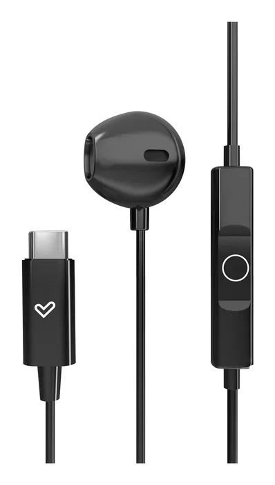 Energy Sistem EasyPods Auriculares In-Ear con Cable USB-C para Llamadas y Música, Controlador con Botones, Sonido HD, Micrófono, 1.2 m, Negro