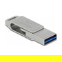 DeLOCK Lápiz de Memoria USB 3.2 Gen 1 128GB, USB-C + USB-A, Carcasa Metálica Giratoria Plateada, 71 MB/s Lectura