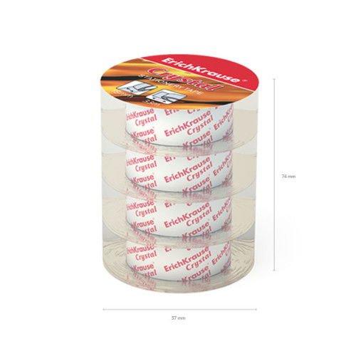 Erich Krause Cinta Adhesiva Crystal 18mmx33m Pack 4 Unidades | Referencia 63576 | Alta Transparencia y Resistencia BOPP No Amarillea | Pack 4 uds.