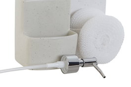 DKD Home Decor Dosificador 4 Unidades Gris Blanco Gres y ABS 9.3 x 19 x 10 cm
