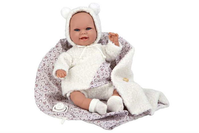 Muñecas Arias Muñeca Elegance 35 cm Babyto Blanco con Manta, Muñeco de Peso para Niños a Partir de 3 Años (Idioma Español)
