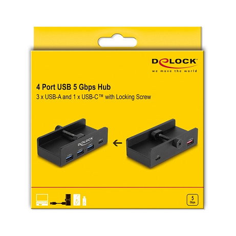 DeLOCK 64284 Hub USB de 4 Puertos (3 x USB Type-A y 1 x USB Type-C) DeLOCK 64284 Hub USB de 4 Puertos (3 x USB Type-A y 1 x USB Type-C)