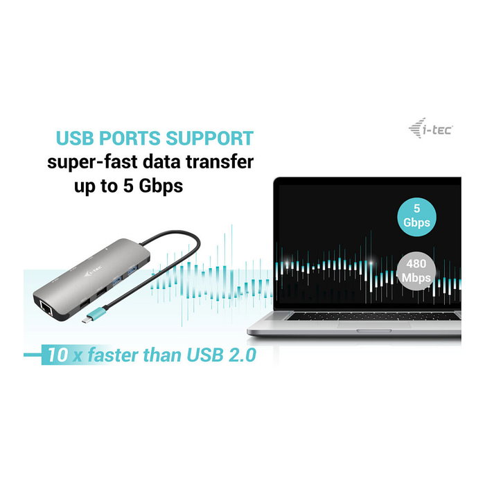 I-TEC Docking Station USB-C Metal Nano 2X HDMI con PD 100W, Gris, Soporte Dual Display 4K