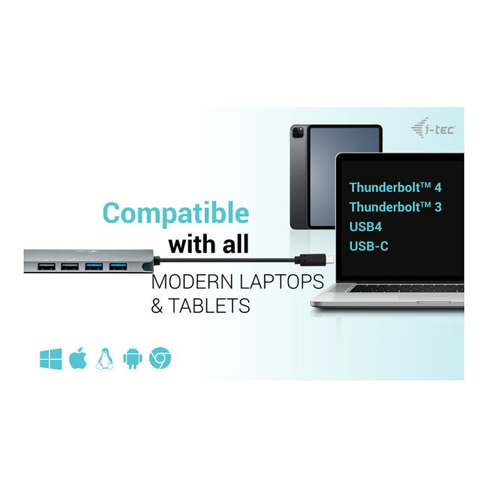 I-TEC Docking Station USB-C Metal Nano 2X HDMI con PD 100W, Gris, Soporte Dual Display 4K