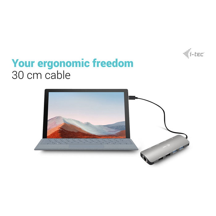 I-TEC Docking Station USB-C Metal Nano 2X HDMI con PD 100W, Gris, Soporte Dual Display 4K