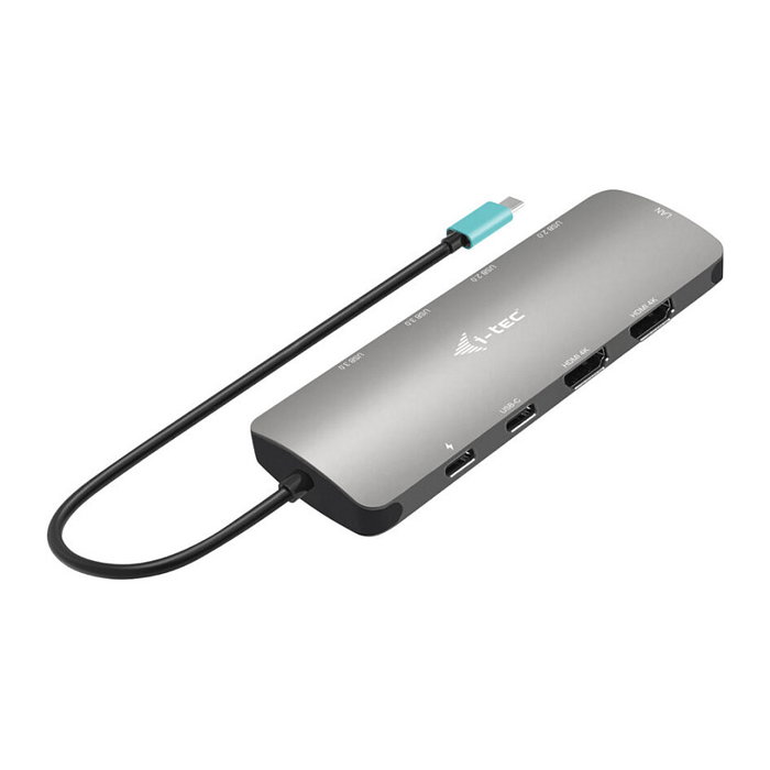 I-TEC Docking Station USB-C Metal Nano 2X HDMI con PD 100W, Gris, Soporte Dual Display 4K