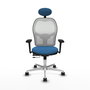 PIQUERAS Y CRESPO Silla de oficina Jorquera con mecanismo Sincro/Traslack, Azul claro y Blanco