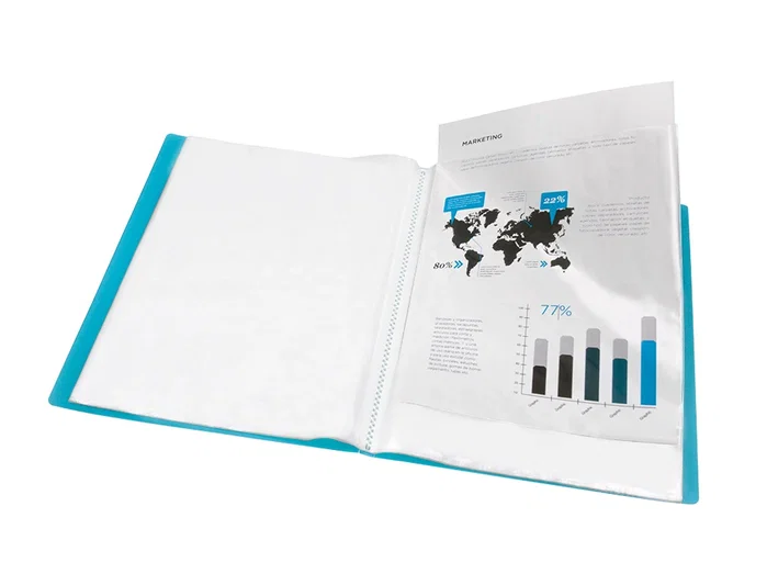 Liderpapel Carpeta Escaparate DIN A4 Azul Translúcido con 80 Fundas