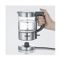 Severin WK 3472 Hervidor de Agua de Vidrio, 0.5 Litros, 1100 W, Acero Inoxidable y Cristal, Apagado Automático, Base Giratoria 360°, Color Plata