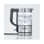 Severin WK 3472 Hervidor de Agua de Vidrio, 0.5 Litros, 1100 W, Acero Inoxidable y Cristal, Apagado Automático, Base Giratoria 360°, Color Plata