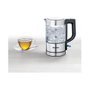 Severin WK 3472 Hervidor de Agua de Vidrio, 0.5 Litros, 1100 W, Acero Inoxidable y Cristal, Apagado Automático, Base Giratoria 360°, Color Plata