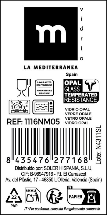 La Mediterranea Plato Hondo Opal Colección Whom 23 cm (36 Unidades) 