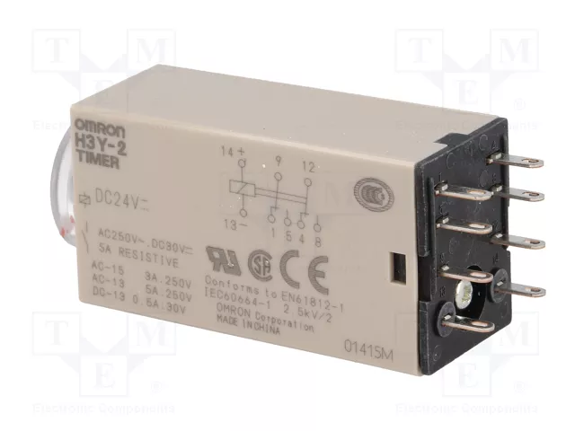 OMRON H3Y Relé de tiempo 24VDC DPDT 0,5-10s