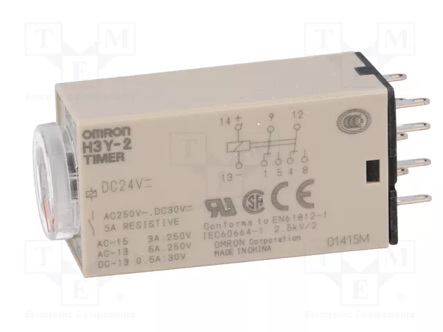 OMRON H3Y Relé de tiempo 24VDC DPDT 0,5-10s