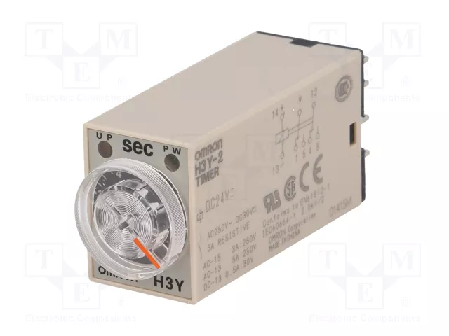 OMRON H3Y Relé de tiempo 24VDC DPDT 0,5-10s