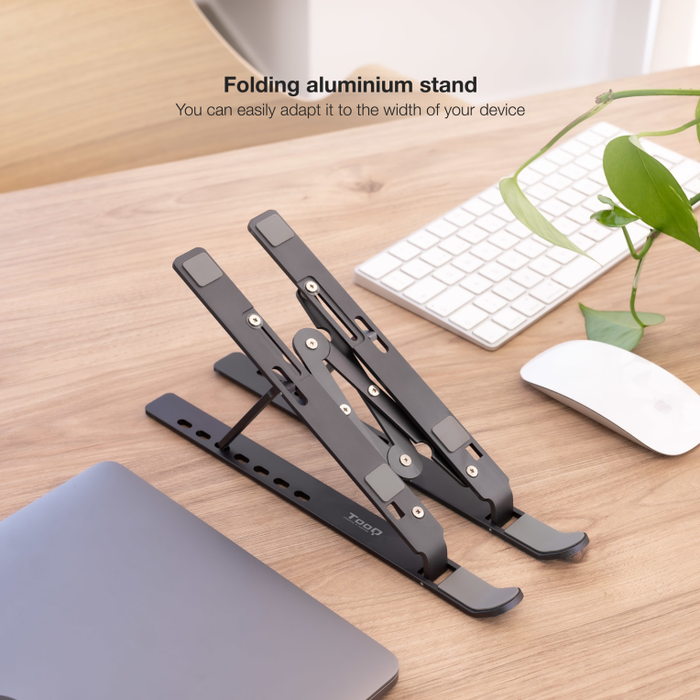 Tooq Soporte Elevador de Aluminio Plegable Gris para Portátiles de 11-15 Pulgadas
