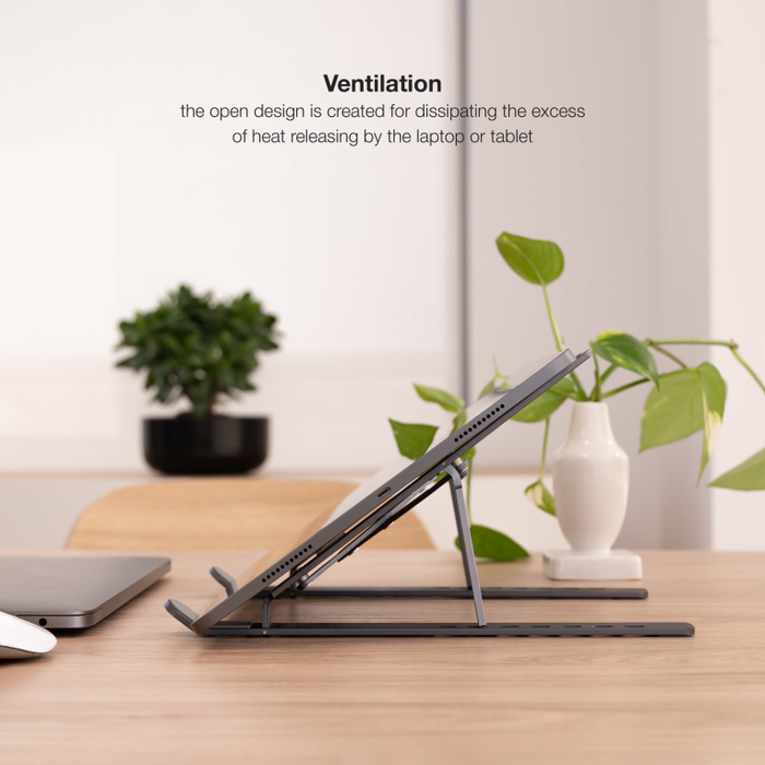 Tooq Soporte Elevador de Aluminio Plegable Gris para Portátiles de 11-15 Pulgadas