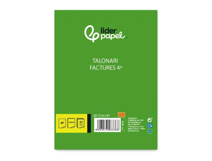 Liderpapel Talonario de Facturas Cuarto con Original y Copia en Catalán Liderpapel Talonario de Facturas Cuarto con Original y Copia en Catalán