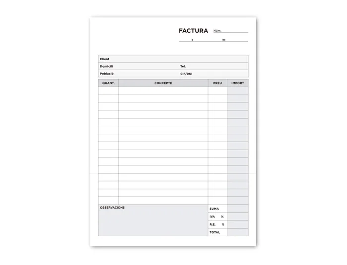 Liderpapel Talonario de Facturas Cuarto con Original y Copia en Catalán Liderpapel Talonario de Facturas Cuarto con Original y Copia en Catalán