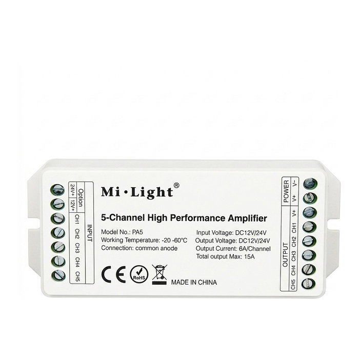 Miboxer LED Controller AMP-Serie Amplificador de 5 Canales Milight/Miboxer Miboxer LED Controller AMP-Serie Amplificador de 5 Canales Milight/Miboxer