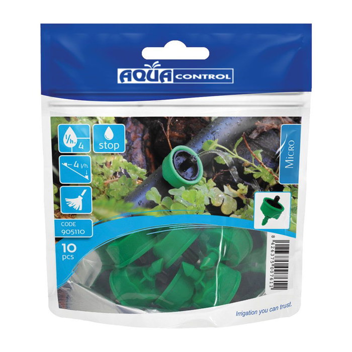 Aqua Control Goteros Stopper 4 l/h 10 uds Autocompensado Autolimpiable Antidrenante Polipropileno Aqua Control Goteros Stopper 4 l/h 10 uds Autocompensado Autolimpiable Antidrenante Polipropileno