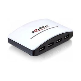 DeLOCK Hub USB 3.0 Externo 4 Puertos, USB 3.2 Gen 1, 5000 Mbit/s, Negro/Blanco, Plug & Play, Compatible con Windows, Mac, Linux