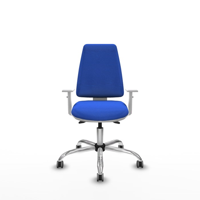 PIQUERAS Y CRESPO Silla de oficina Elche con mecanismo Asincro, Tela Azul y Reposabrazos Blancos