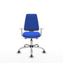 PIQUERAS Y CRESPO Silla de oficina Elche con mecanismo Asincro, Tela Azul y Reposabrazos Blancos