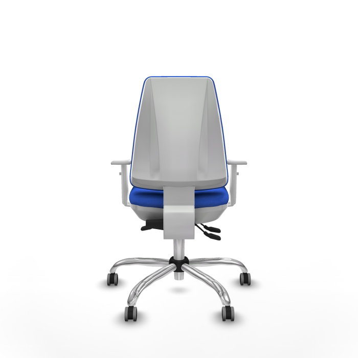 PIQUERAS Y CRESPO Silla de oficina Elche con mecanismo Asincro, Tela Azul y Reposabrazos Blancos