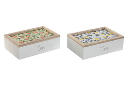 DKD Home Decor Caja de Infusiones MDF 24x16x7,5 cm (Surtido 2 Unidades)