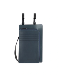 Tasche, Bolso bandolera de cuero, Azul, 11,5 x 19 x 2 cm, Para hombres