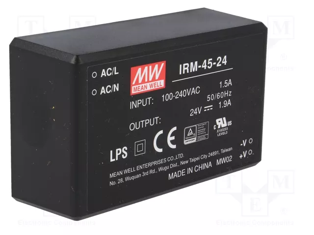 MEAN WELL IRM-45-24 Convertidor AC/DC 45,6W 24V DC