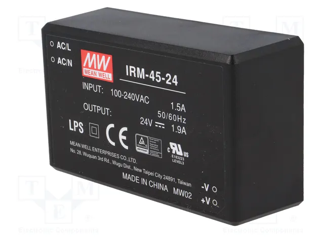 MEAN WELL IRM-45-24 Convertidor AC/DC 45,6W 24V DC