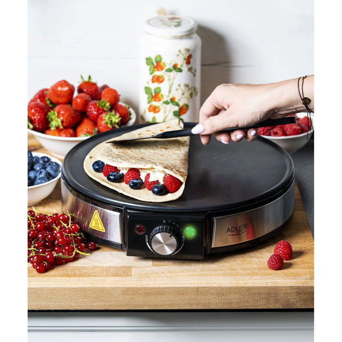 Adler Crepera AD 3058 de 1600 W con placa de 30 cm antiadherente