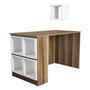 Hanah Home Mesa de Estudio, Nogal y Blanco, 120cm Ancho x 75cm Alto x 65cm Profundidad, con Estante de Pared.