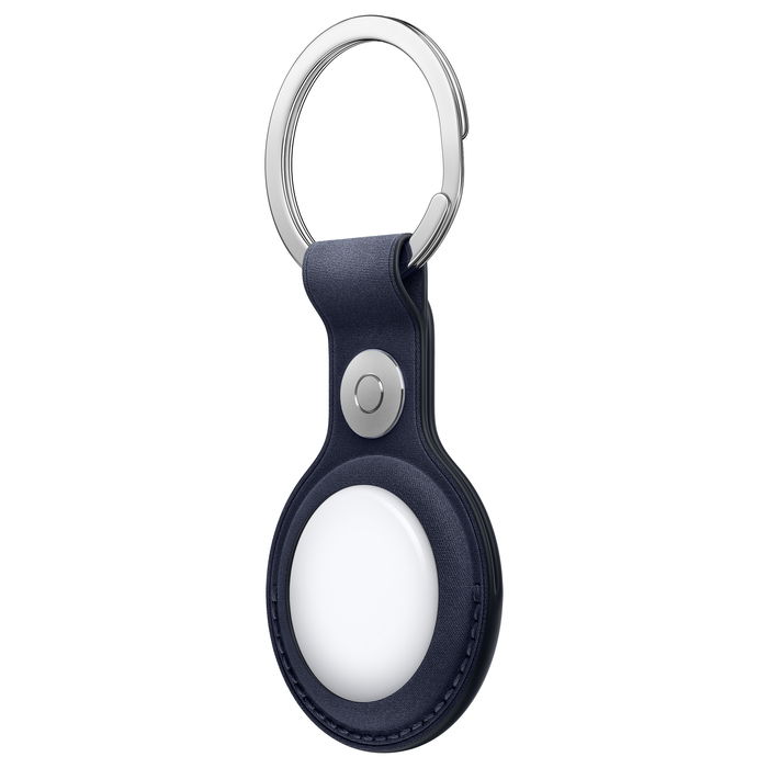 Apple Llavero AirTag de Microtwill y Acero Inoxidable, Anillo, Color Marina, Compatible con MGG14ZM/A