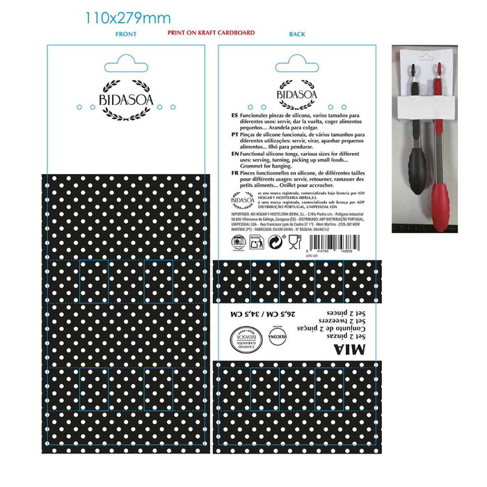 Set 2 Pinzas de Cocina Mia Bidasoa 2 Piezas Set 2 Pinzas de Cocina Mia Bidasoa 2 Piezas