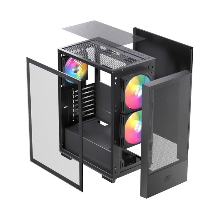 Einarex P100 RGB Caja ATX Semitorre Negra 3 Ventiladores EXCS-PL-100R-B